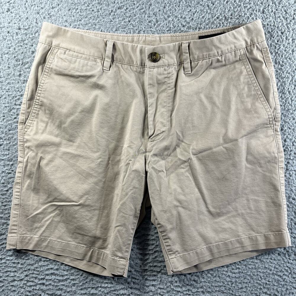 Bonobos Men's 32 Slim Fit Stretch Washed Chino Shorts 7" Inseam Khaki Tan Palm
